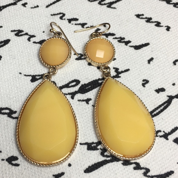 Jewelry - Yellow Plastic Faceted Pierced Statement Earrings